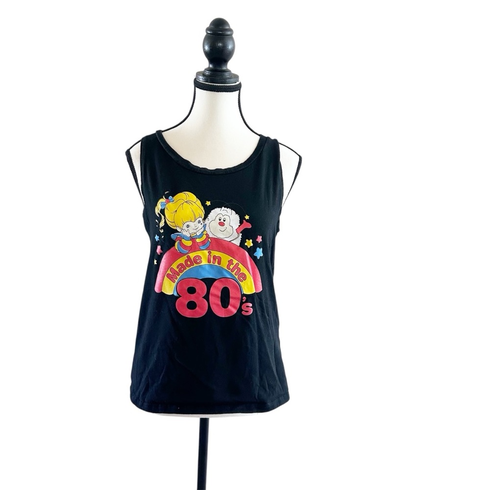 Vintage 80’s Inspired Black Tank Top Rainbow Brite Graphic Size Medium